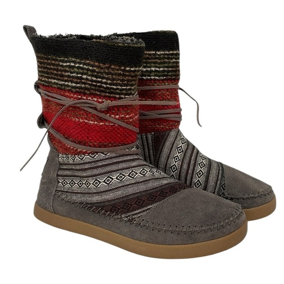 TOMS Ankle Boots Nepal Suede Knit Size 6.5 - Picture 1 of 9